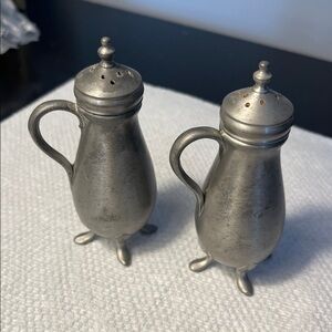 Vintage Pewter Salt and Pepper Shakers